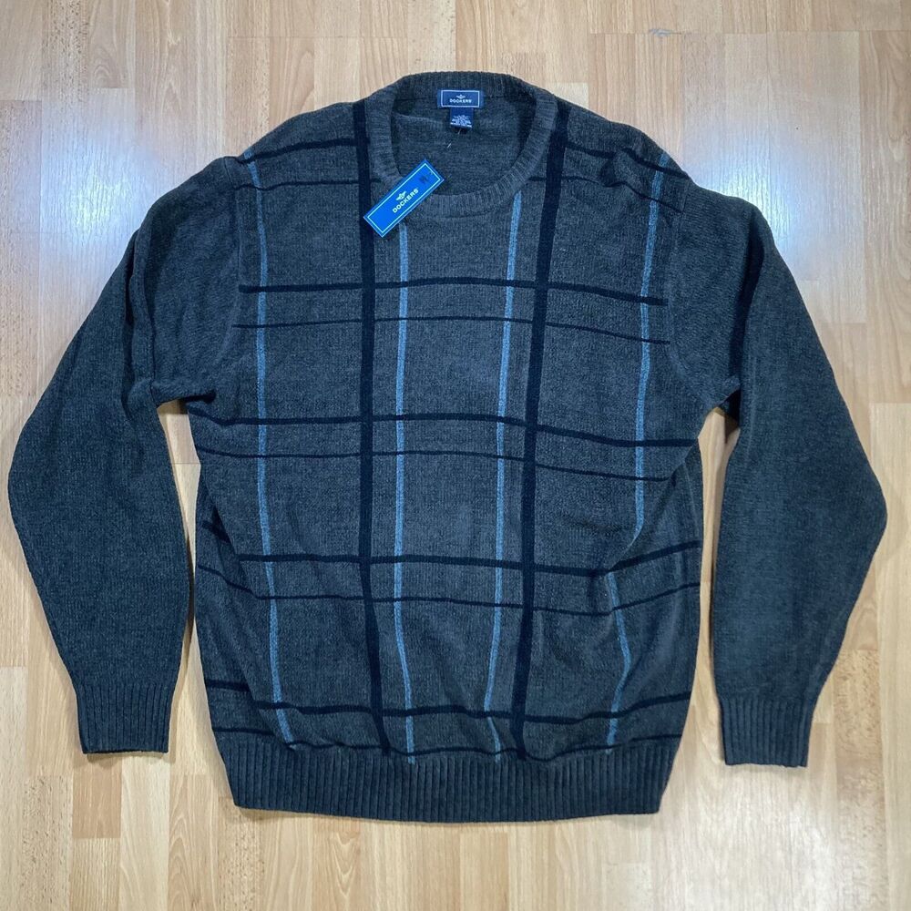 Dockers Chenille Sweater (Men’s size L) • Crew Neck • Brown • Stripes • NWT